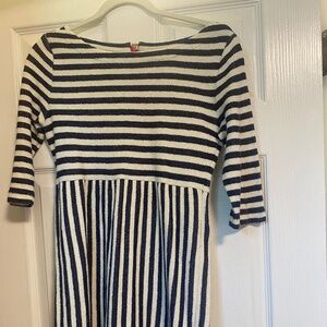 Navy Blue & White 3/4 Sleeve Dress Size L